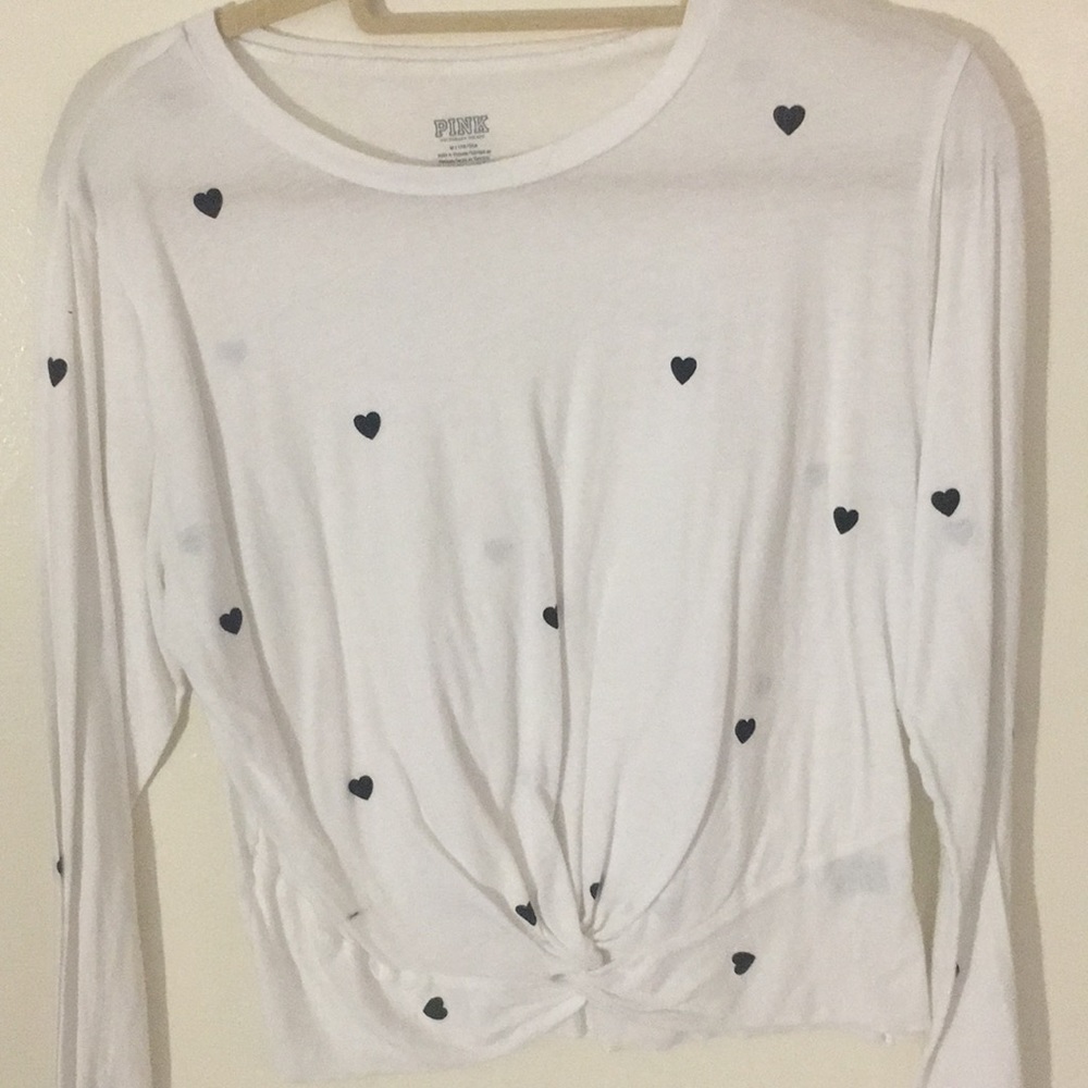 Long sleeve white shirt with hearts